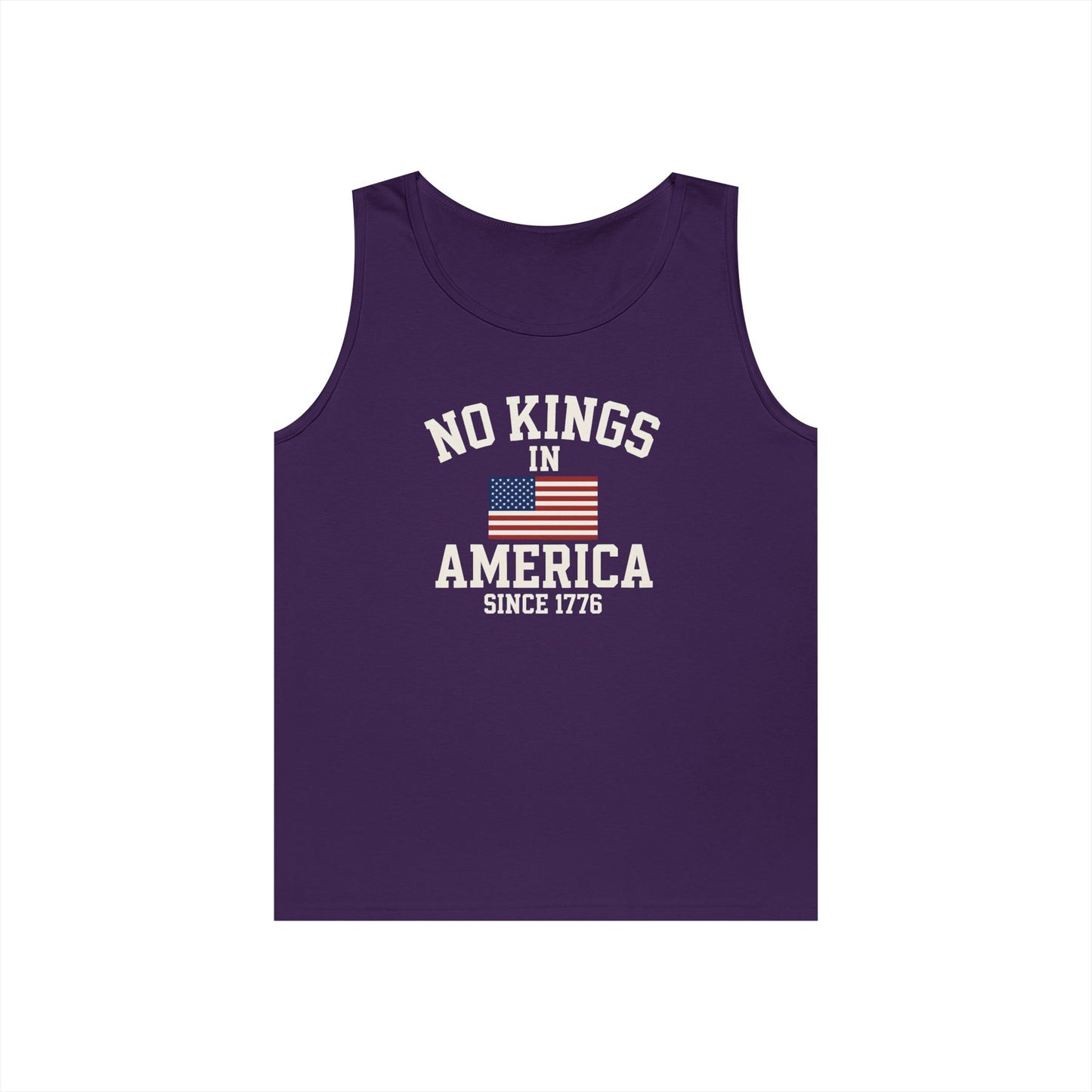 Unisex Heavy Cotton Tank Top - 'No Kings In America' Patriotic Tee, Independence Day Gift, Summer Wear, Casual Top, Freedom Statement Shirt