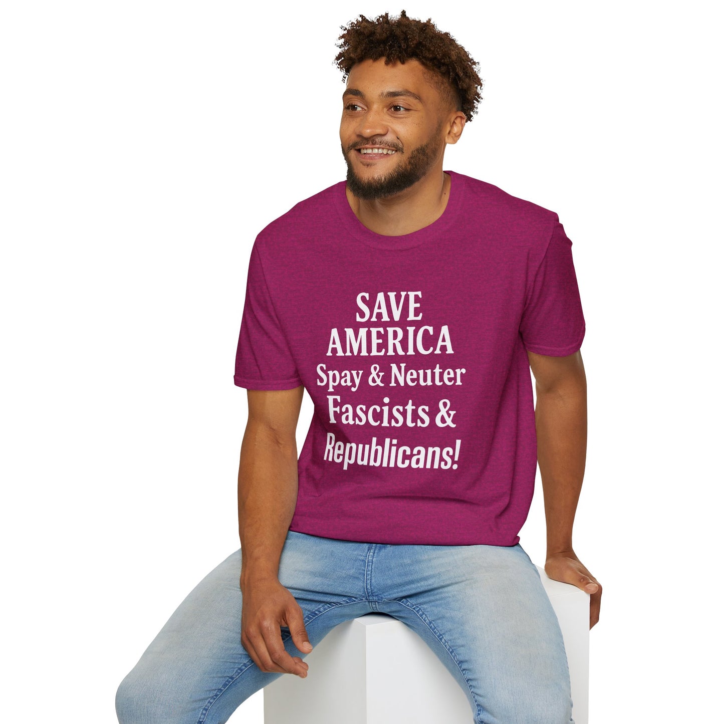 Save America, Spay & Neuter Fascists and Republicans Unisex T-shirt ,Activism Apparel, Casual Wear, Gift for Advocates, Black Tee