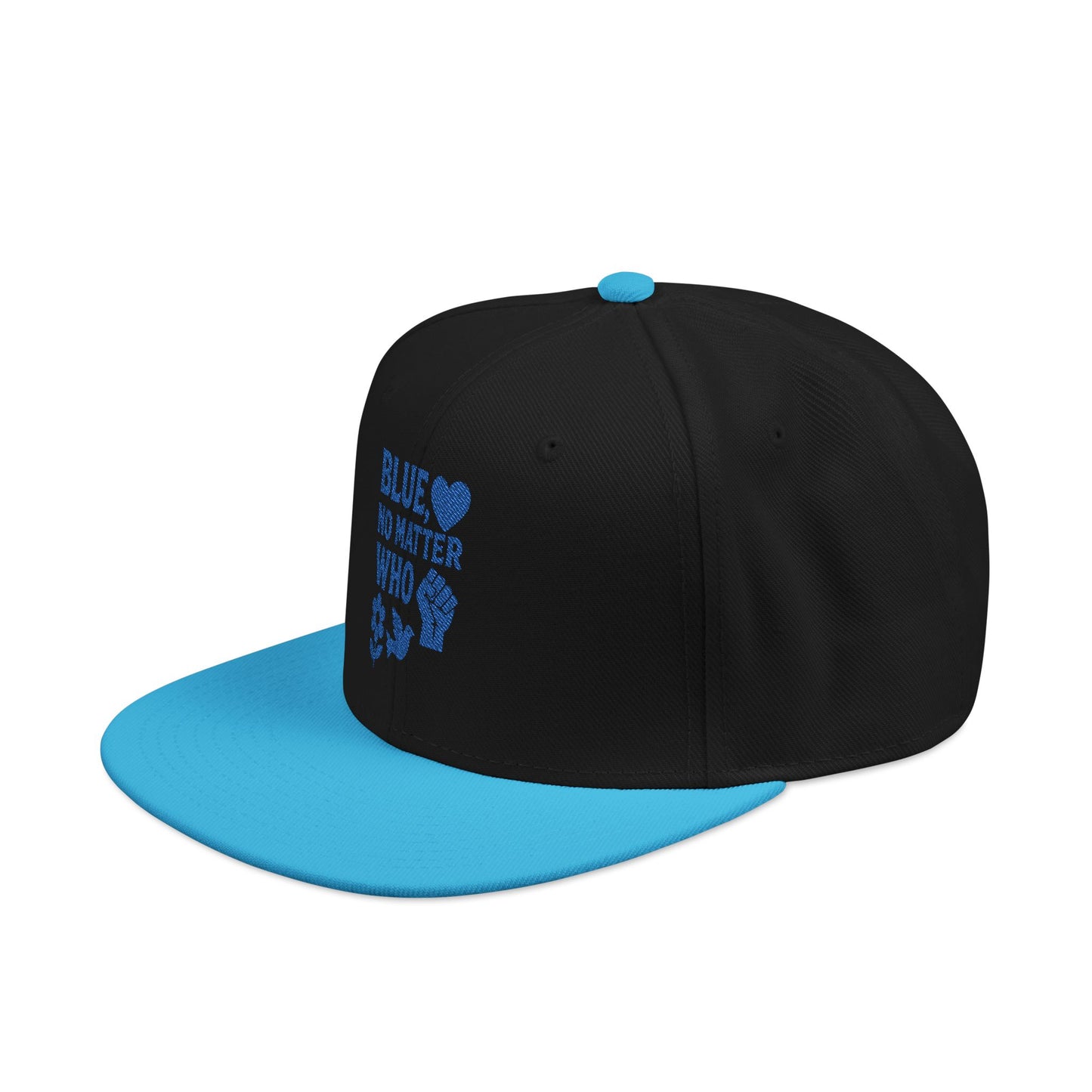 Blue, No Matter Who Cool Embroidered Snapback Hat for Trendsetters, Adjustable Cap, Gifts for Him, Streetwear Fashion, Summer Accessory, Casual Wear