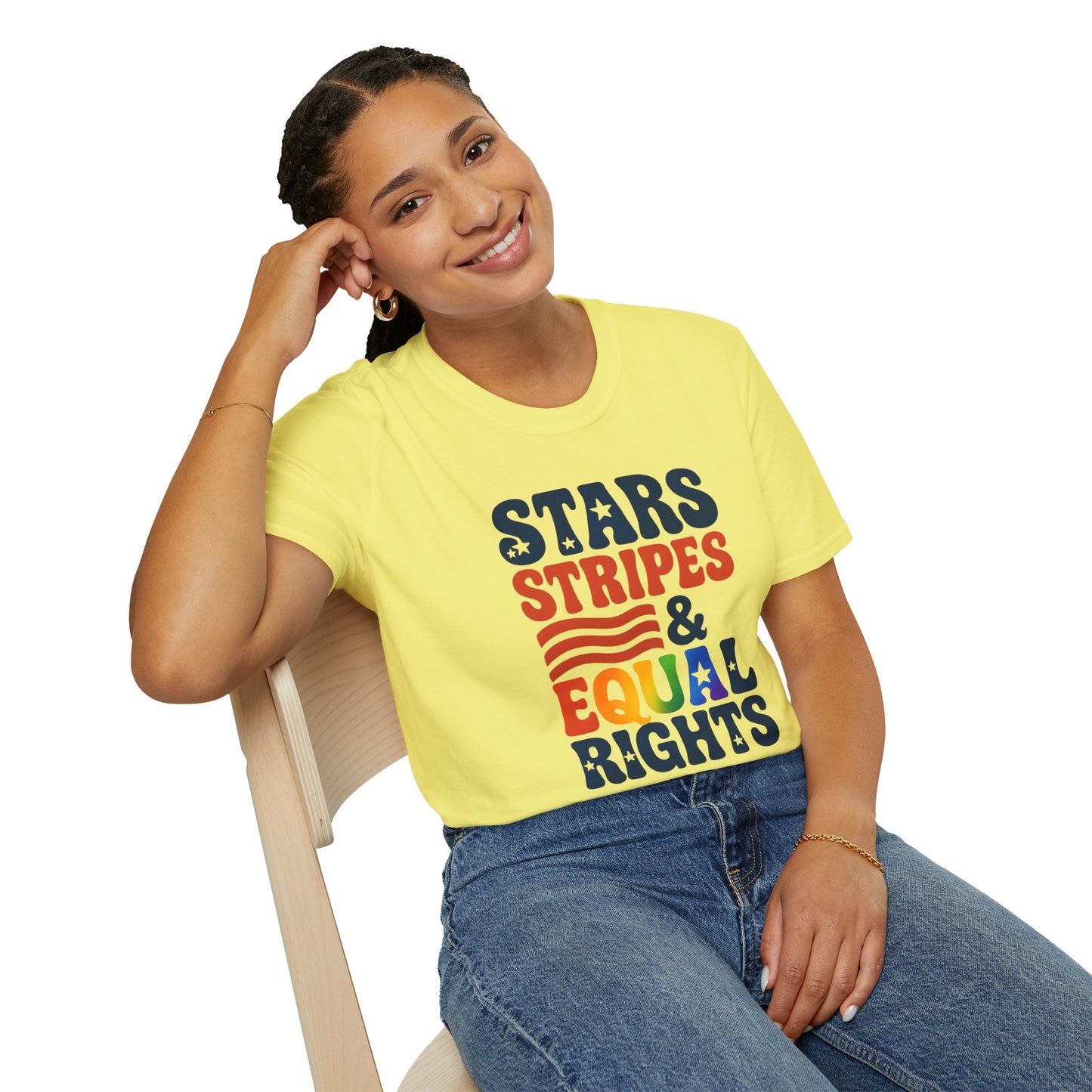 Stars Stripes and Equal Rights unisex tee, Casual protest Gift, LGBTQ tee, Unisex Softstyle Shirt,  Family Wear, gay rights