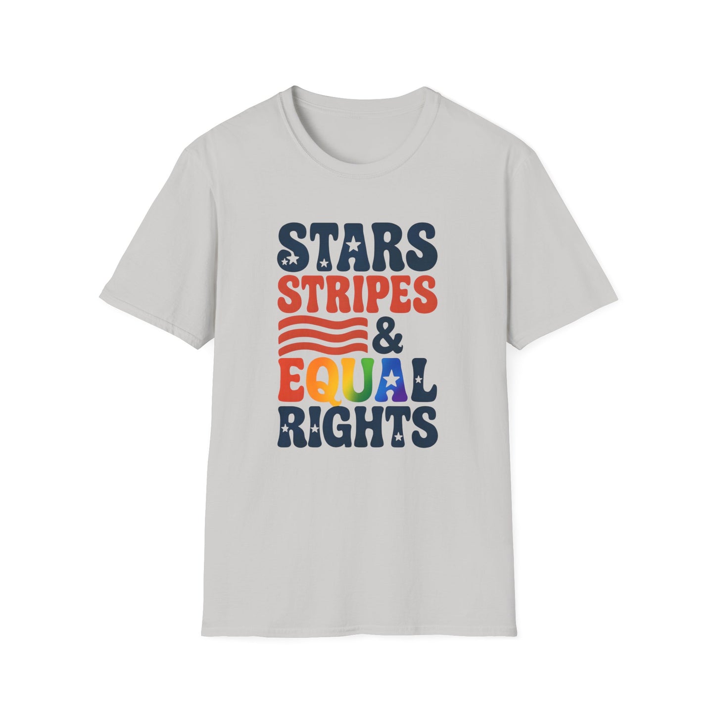Stars Stripes and Equal Rights unisex tee, Casual protest Gift, LGBTQ tee, Unisex Softstyle Shirt,  Family Wear, gay rights