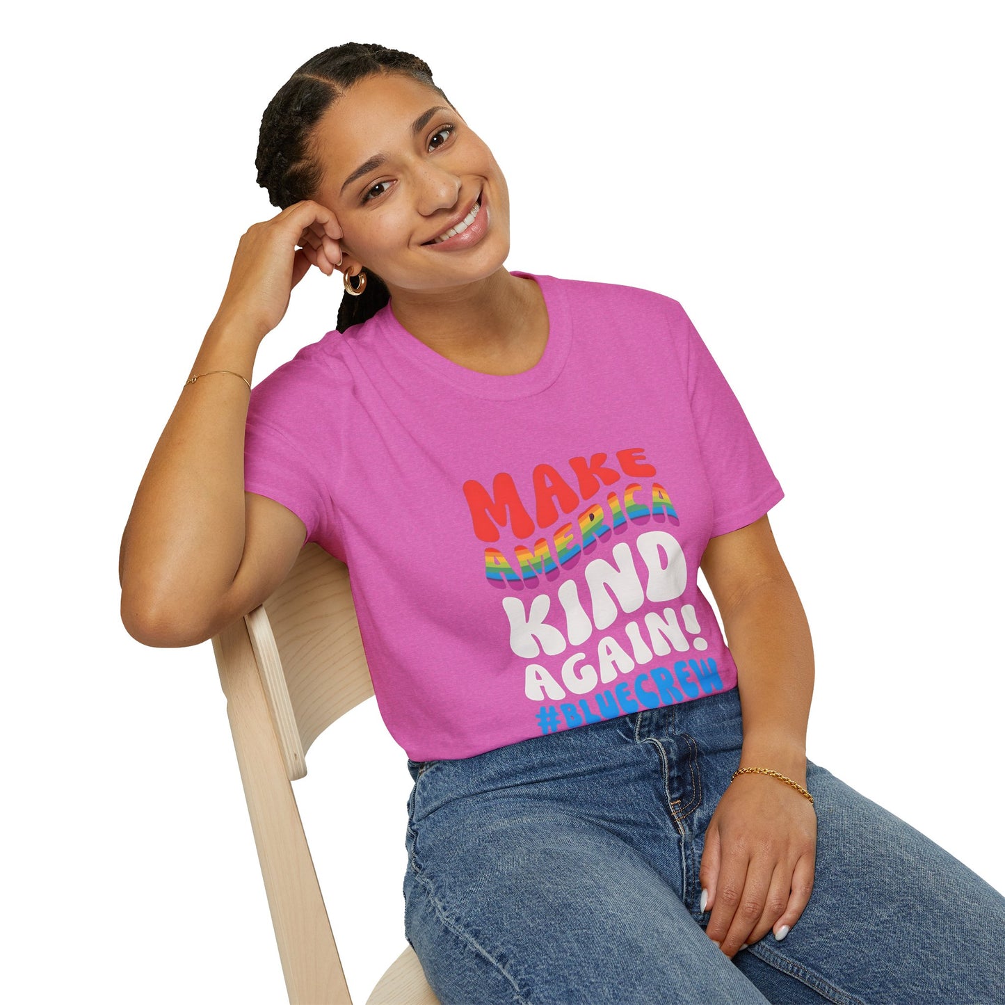 Make America Kind Again #BlueCrew T-Shirt,  Unisex #BlueCrew Tee, #BlueCrew Gear, Anti MAGA Tee, Anti Fascist Tee