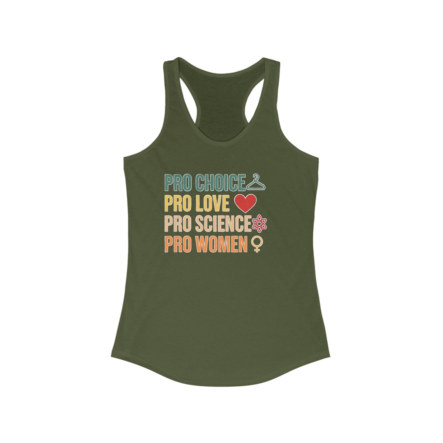 Empowering Women's Racerback Tank - Pro Choice, Pro Love, Pro Science, Pro Women, Feminist Apparel, Summer Top, Gift Idea