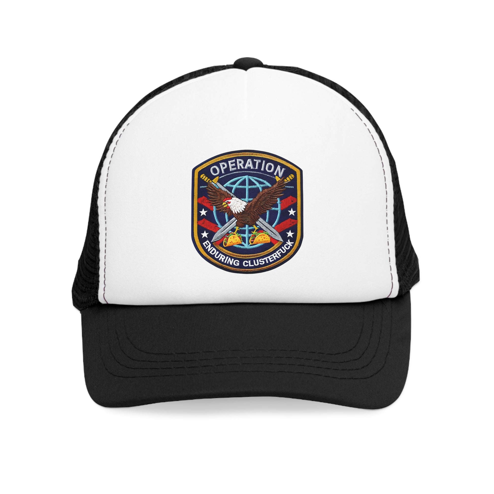 Operation Clusterfuck Mesh Cap, Trucker Hat, Military Cap, Red, White and Blue Fitted Hat, Outdoor Sports Hat, Gift for Veterans