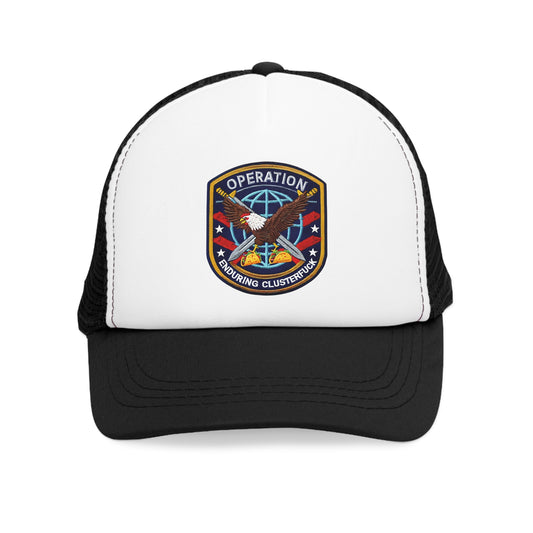 Operation Clusterfuck Mesh Cap, Trucker Hat, Military Cap, Red, White and Blue Fitted Hat, Outdoor Sports Hat, Gift for Veterans