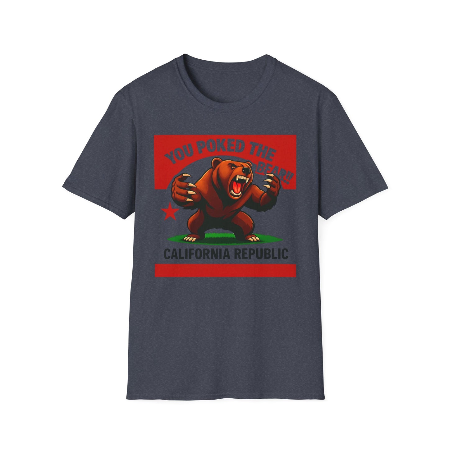 You Poked The Bear!! California Bear Graphic Tee, Unisex Softstyle T-Shirt, Cute Funny Shirt, Gift for Friends, California Pride Apparel