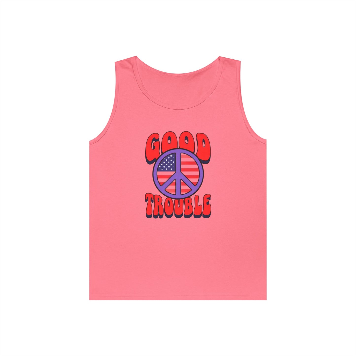 Patriotic Peace Tank Top - Unisex Heavy Cotton | Good Troubles Shirt for Summer, Beach, Travel, Festivals, BBQs