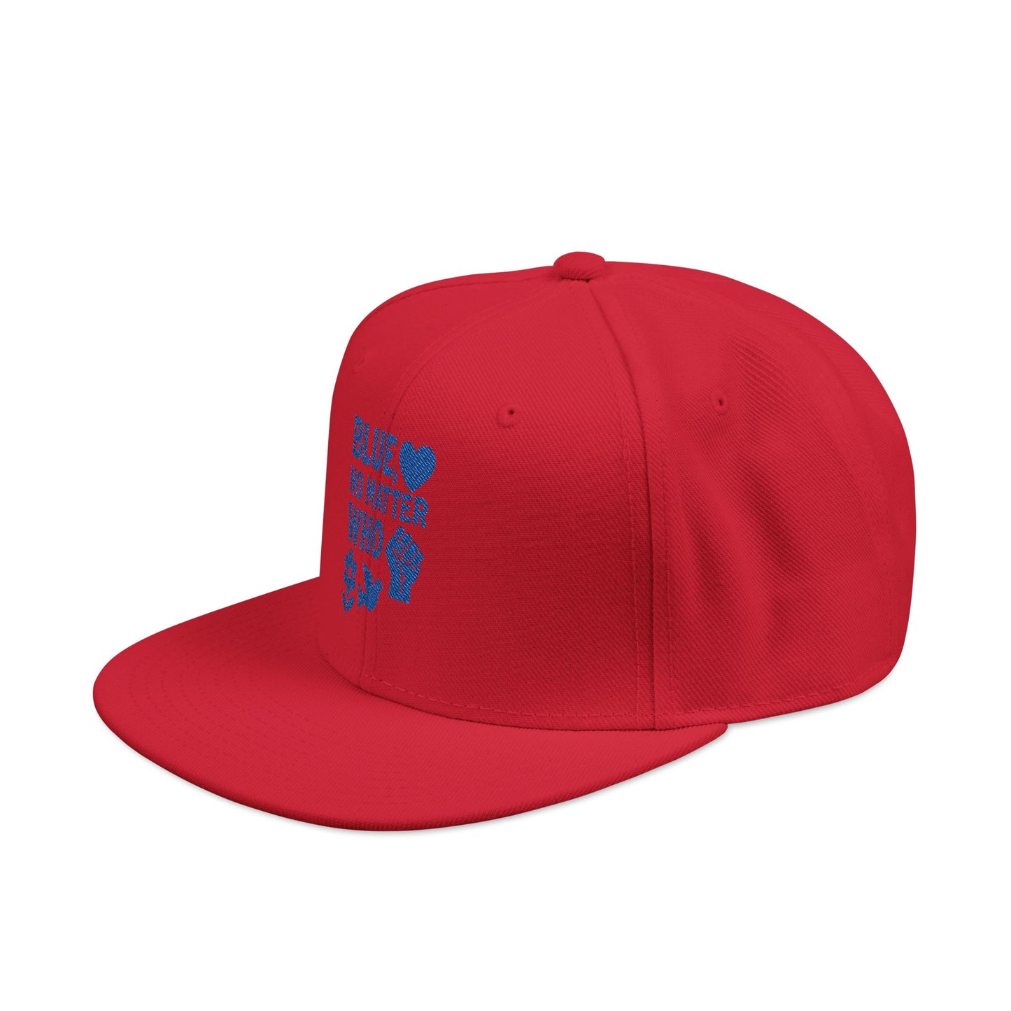 Blue, No Matter Who Cool Embroidered Snapback Hat for Trendsetters, Adjustable Cap, Gifts for Him, Streetwear Fashion, Summer Accessory, Casual Wear