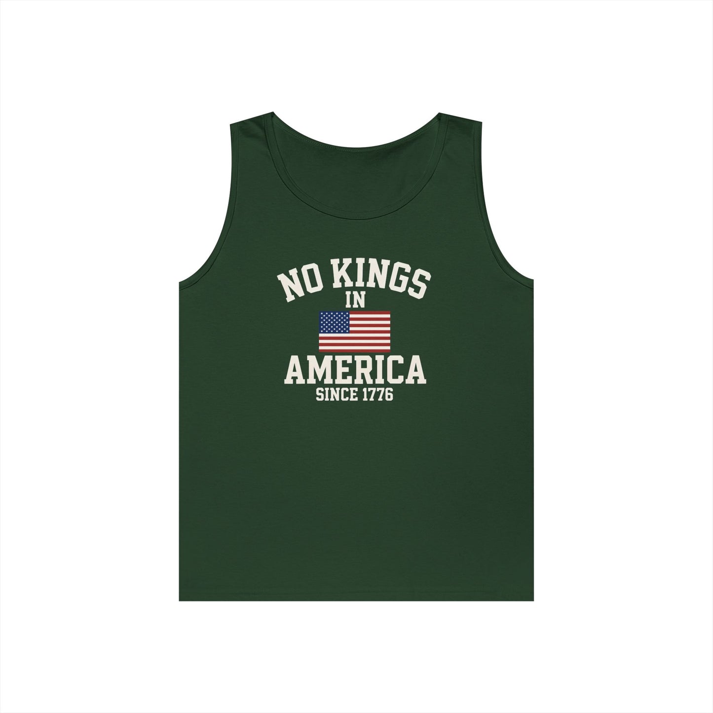 Unisex Heavy Cotton Tank Top - 'No Kings In America' Patriotic Tee, Independence Day Gift, Summer Wear, Casual Top, Freedom Statement Shirt