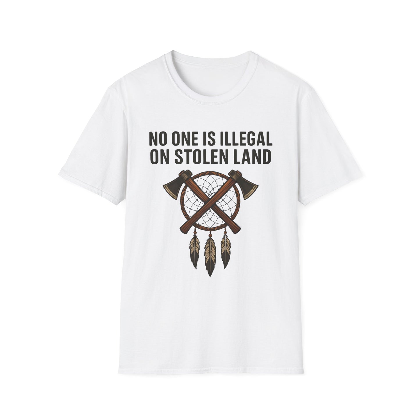 No One is illegal on Stolen Land t-shirt | Eco-Friendly Apparel, Casual Wear, Statement Tee, Social Justice Shirt, Gift Idea