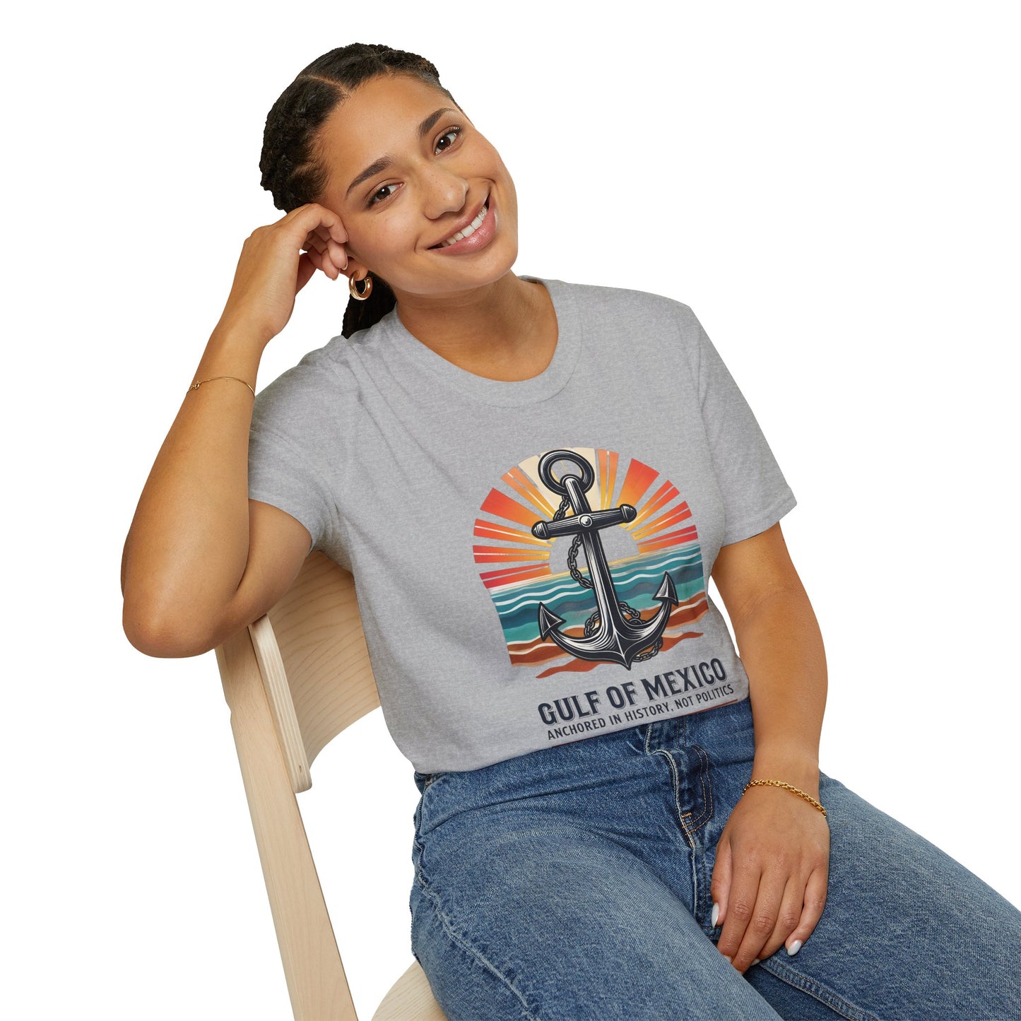 Gulf of Mexico, Anchored in History, Not Politics T-Shirt, Political Statement Tee, Anti Fascism Tee, AntiTrump Tee