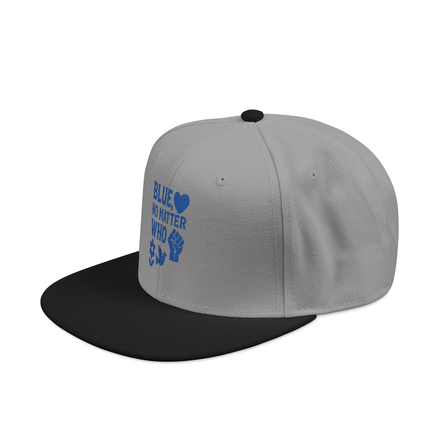 Blue, No Matter Who Cool Embroidered Snapback Hat for Trendsetters, Adjustable Cap, Gifts for Him, Streetwear Fashion, Summer Accessory, Casual Wear