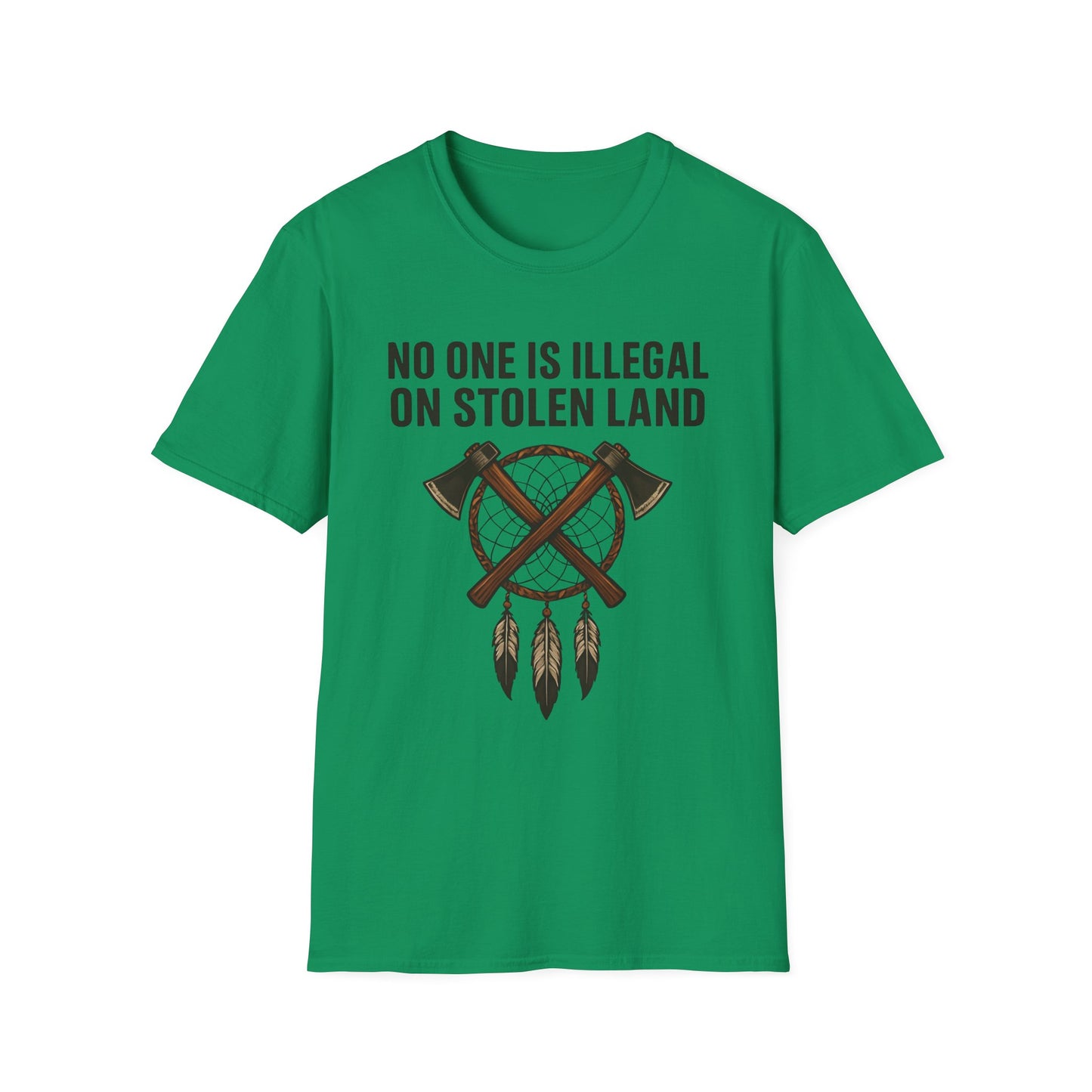 No One is illegal on Stolen Land t-shirt | Eco-Friendly Apparel, Casual Wear, Statement Tee, Social Justice Shirt, Gift Idea