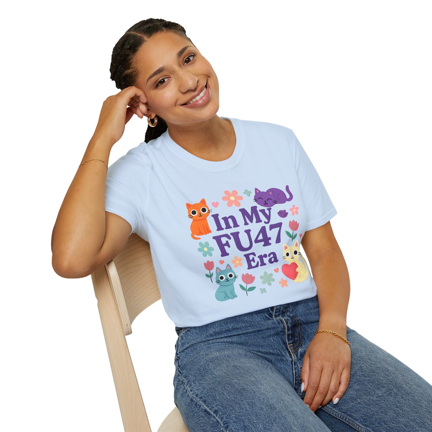 In My FU47 Era Unisex Tee, Cat Lover Gift, Comfortable Casual Wear, Funny Pet Humor, Perfect for Birthdays