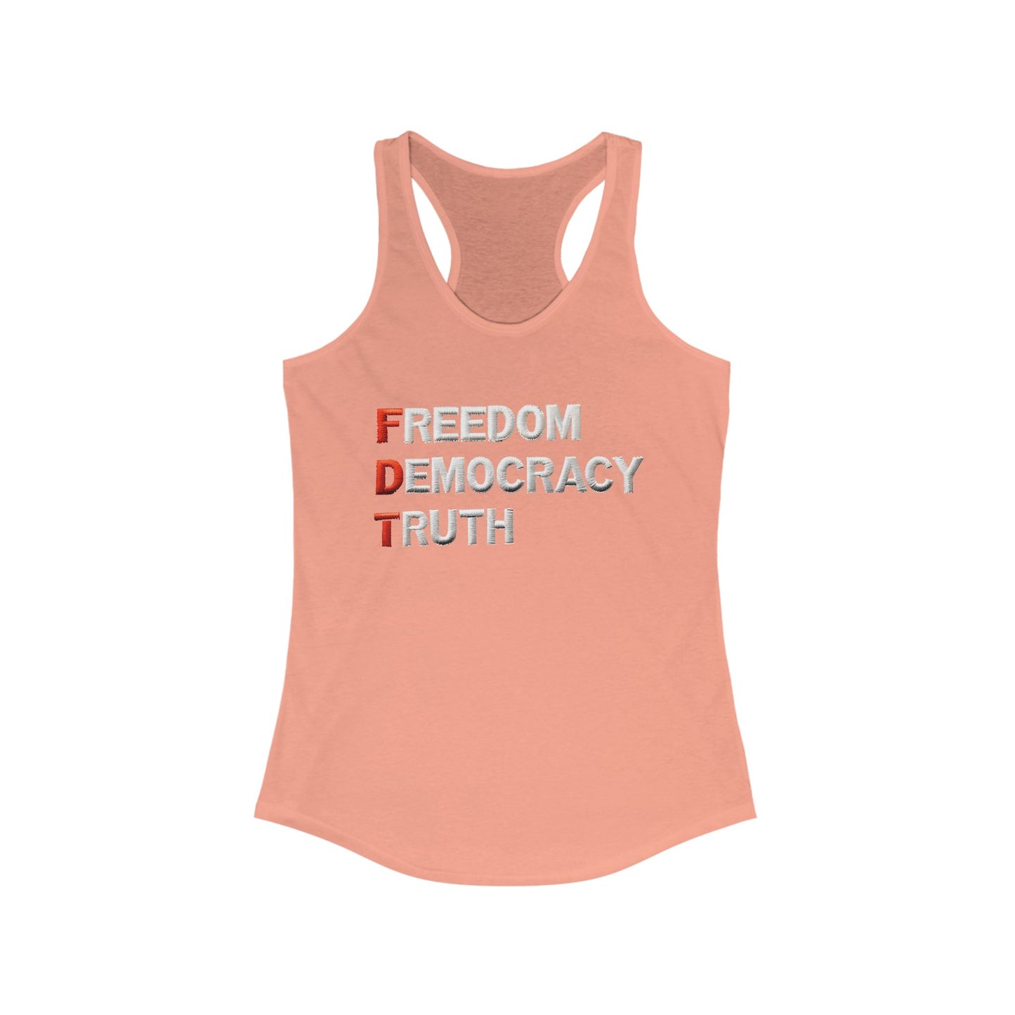 Freedom Democracy Truth Racerback Ladies Tank, Summer Workout Top, Women's Sportswear, Activist Clothing, Casual Fashion