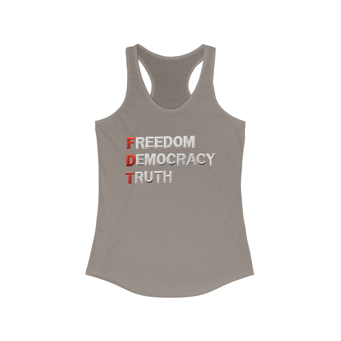 Freedom Democracy Truth Racerback Ladies Tank, Summer Workout Top, Women's Sportswear, Activist Clothing, Casual Fashion