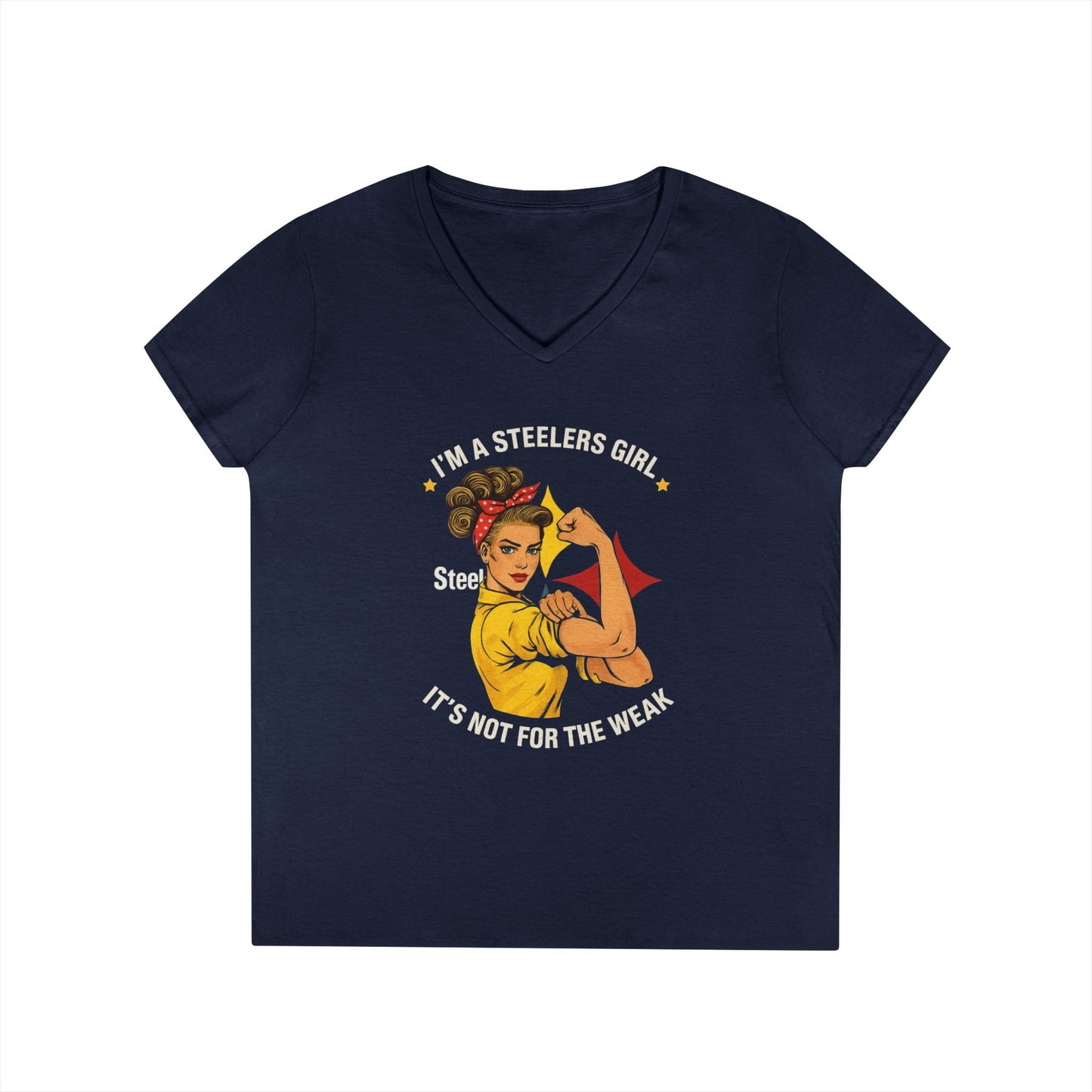 Steelers Girl V-Neck T-Shirt | Empowering Sports Apparel, Perfect for Game Day, Ladies' Casual Wear, Unique Gift Idea