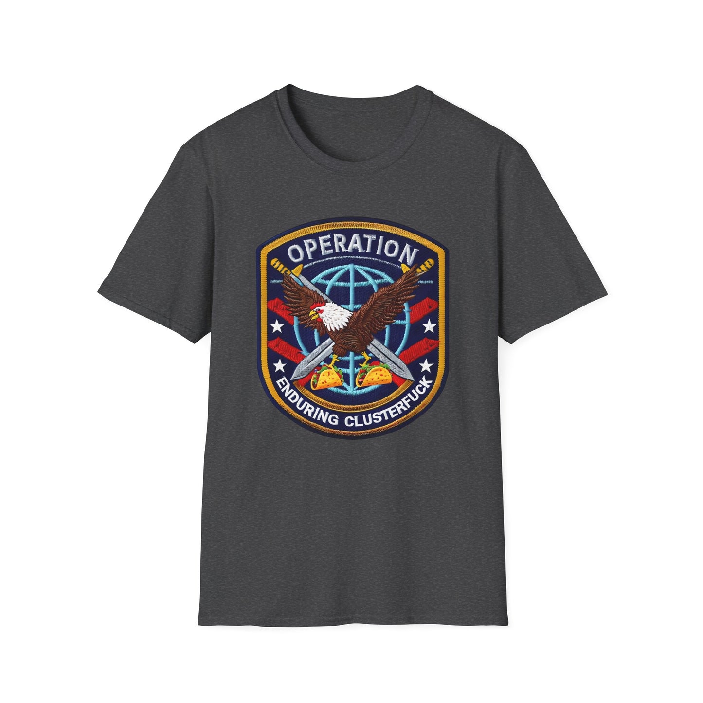 Operation Enduring Clusterf*ck Unisex Softstyle T-Shirt, Casual Wear, Military Humor Tee, Gift for Veterans, Fun Graphic Tee