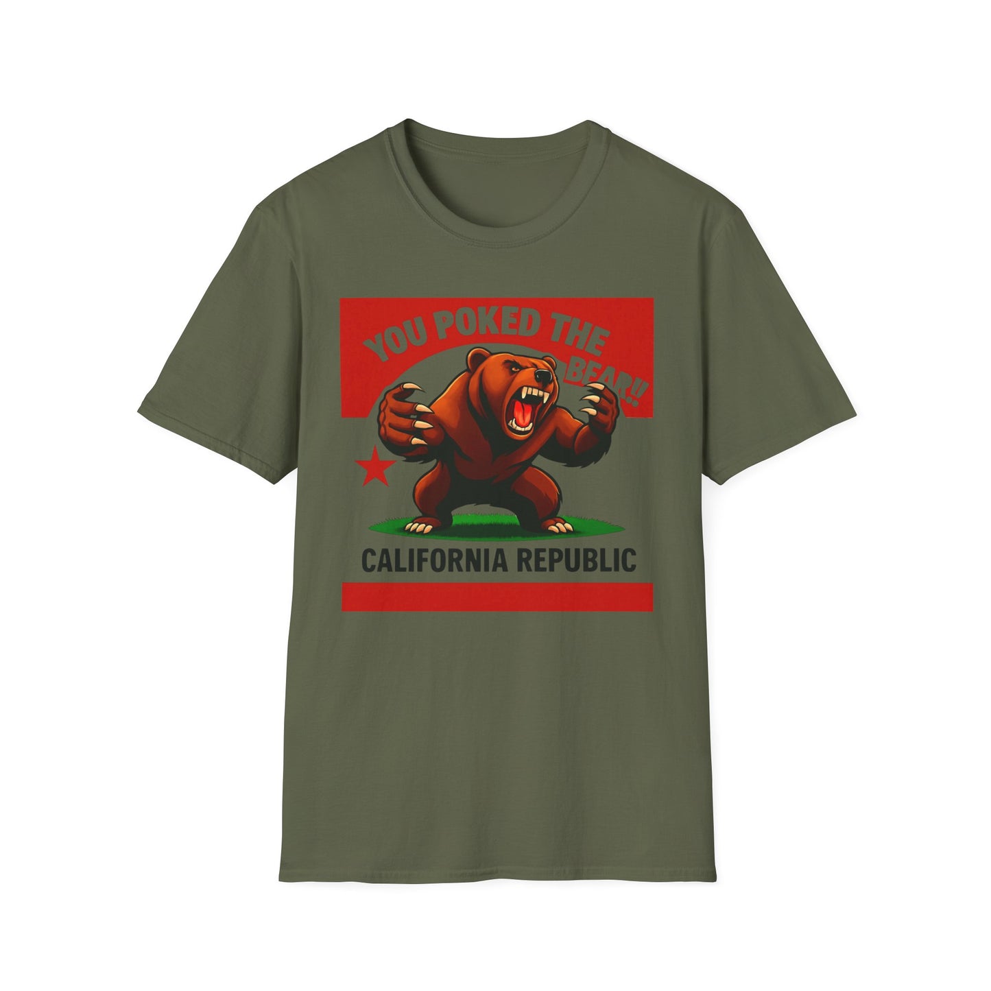 You Poked The Bear!! California Bear Graphic Tee, Unisex Softstyle T-Shirt, Cute Funny Shirt, Gift for Friends, California Pride Apparel