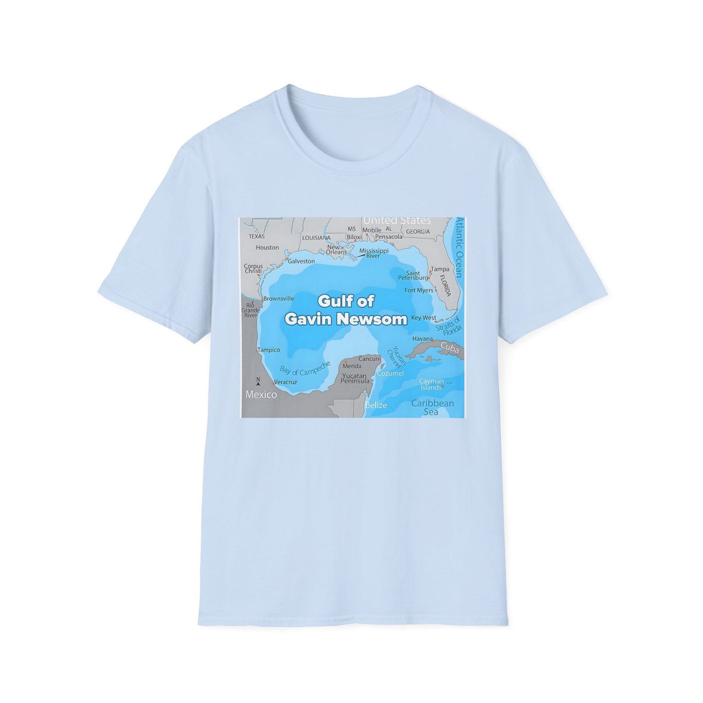 Gulf of Gavin Newsom Blue 2028 Unisex Softstyle T-Shirt, Political Tee, Election Day Shirt, Casual Fashion, Gift for Activists, Comfortable Everyday Wear