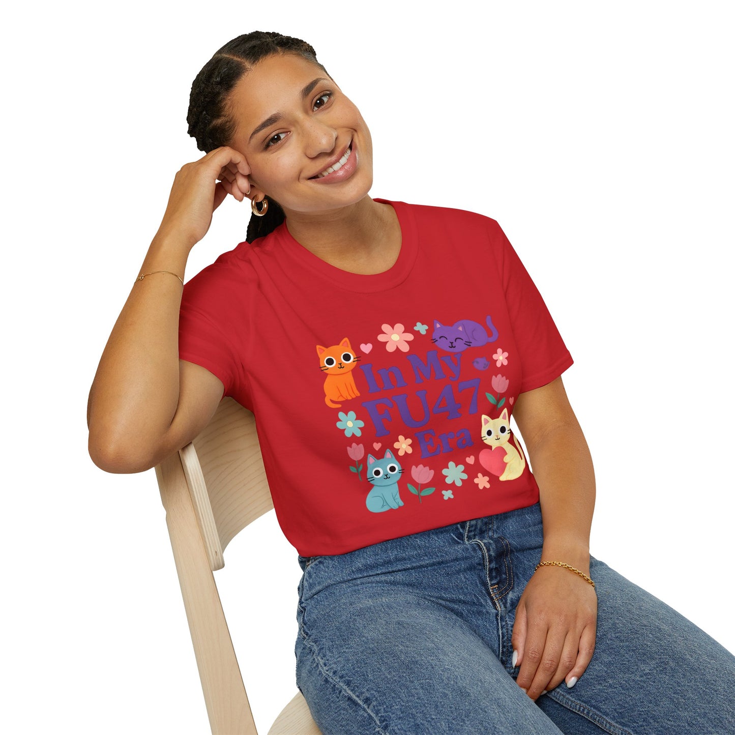 In My FU47 Era Unisex Tee, Cat Lover Gift, Comfortable Casual Wear, Funny Pet Humor, Perfect for Birthdays