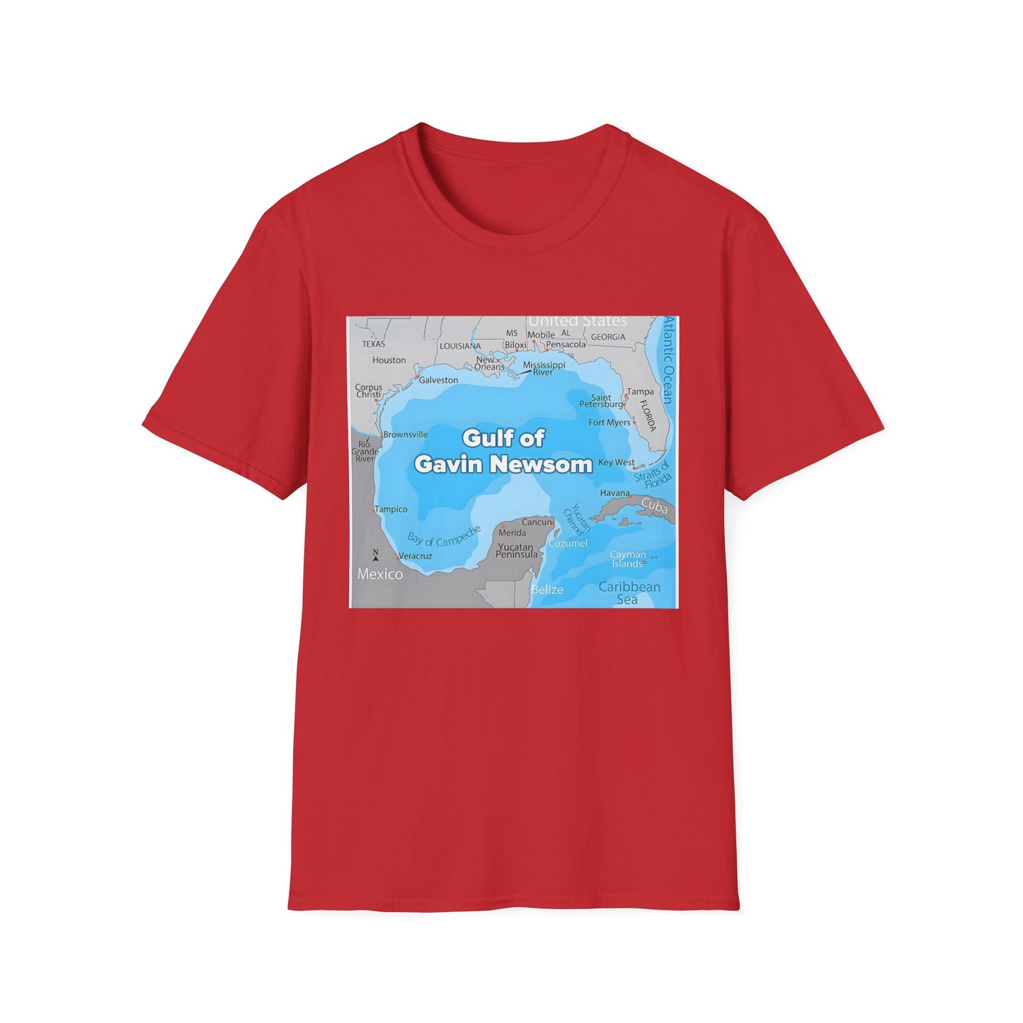 Gulf of Gavin Newsom Blue 2028 Unisex Softstyle T-Shirt, Political Tee, Election Day Shirt, Casual Fashion, Gift for Activists, Comfortable Everyday Wear