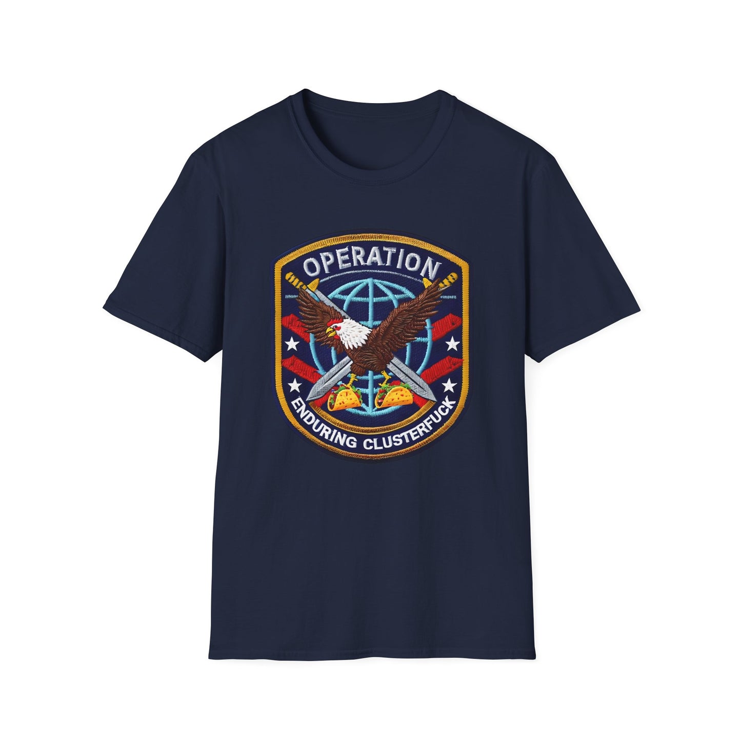 Operation Enduring Clusterf*ck Unisex Softstyle T-Shirt, Casual Wear, Military Humor Tee, Gift for Veterans, Fun Graphic Tee