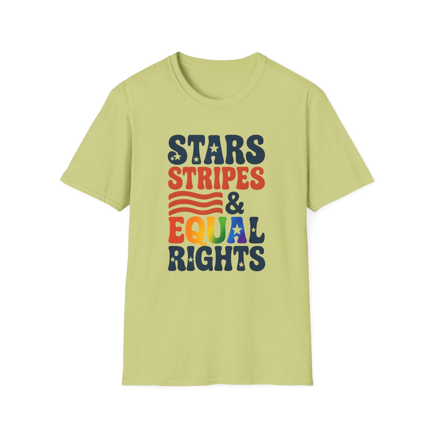 Stars Stripes and Equal Rights unisex tee, Casual protest Gift, LGBTQ tee, Unisex Softstyle Shirt,  Family Wear, gay rights