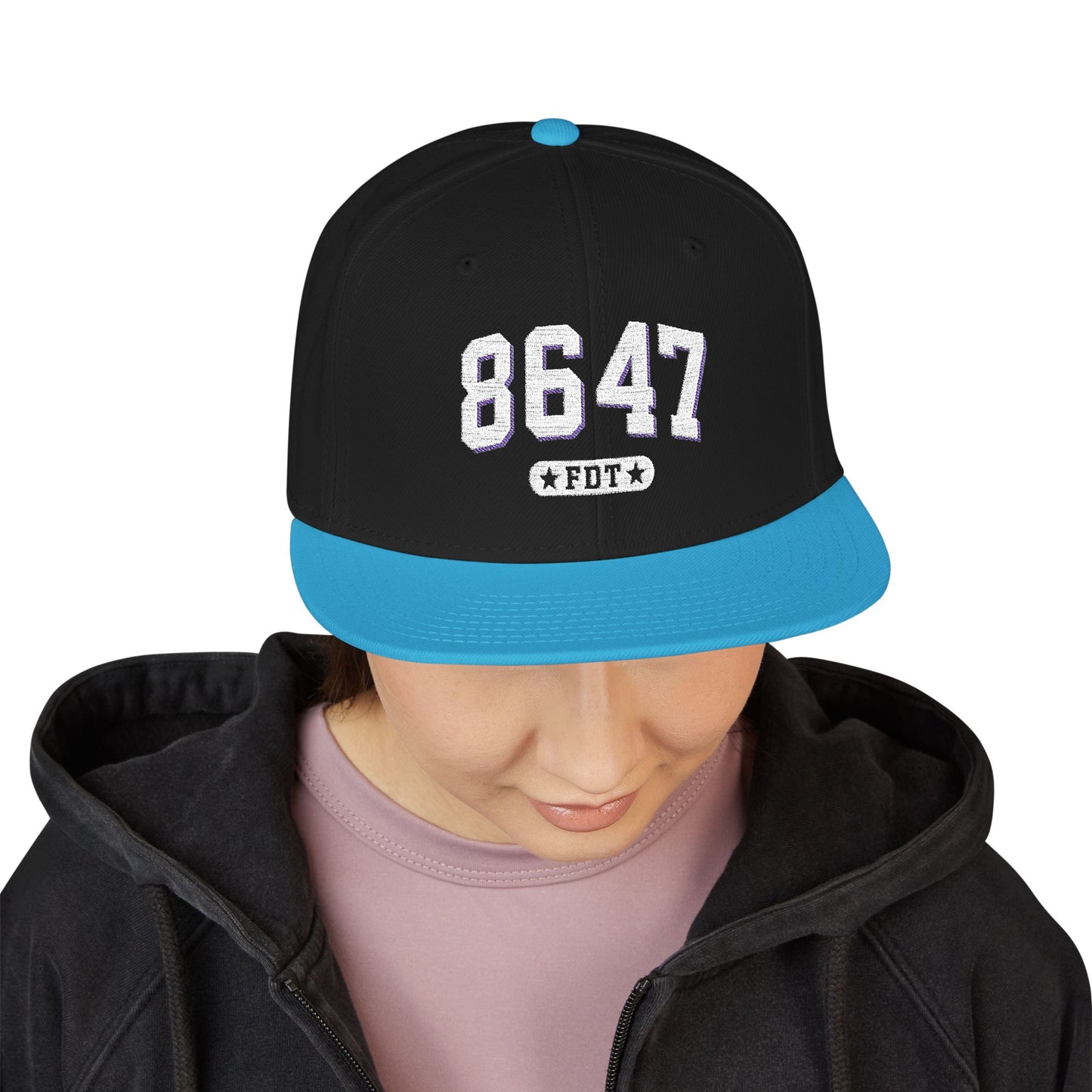 8647 FDT Snapback Cap, Embroidered Baseball Hat, Trendy Street Style, Gift for Political Enthusiasts, Unisex Fashion Headwear