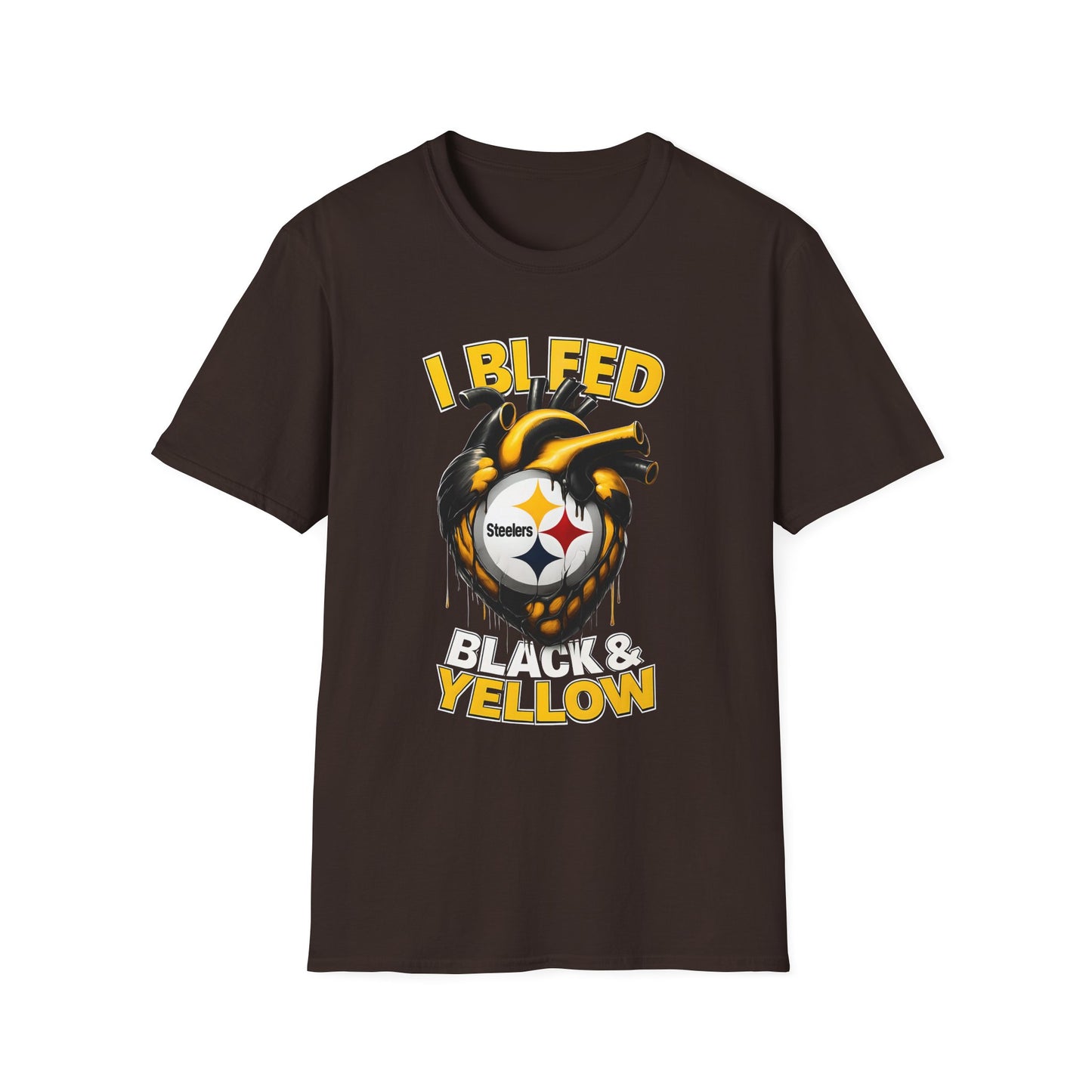 Pittsburgh Steelers Fan T-Shirt, Unisex Softstyle Tee, Black & Yellow Sports Shirt, Casual Game Day Apparel, Gift for Football Enthusiasts