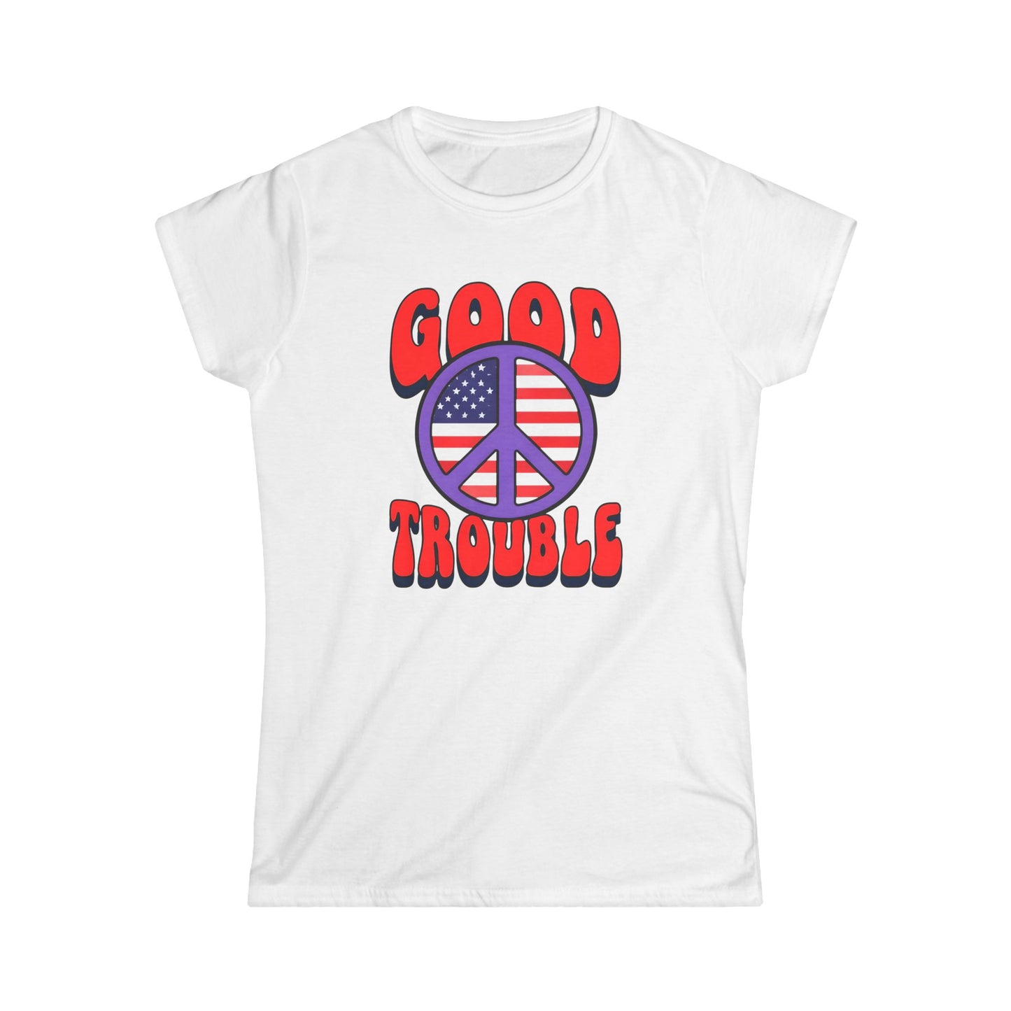 Women's Ladies Fit Tee - 'Good Trouble' Vintage Style, Casual Wear, Freedom Fashion, Political Statement Shirt, Peace Vibe Apparel