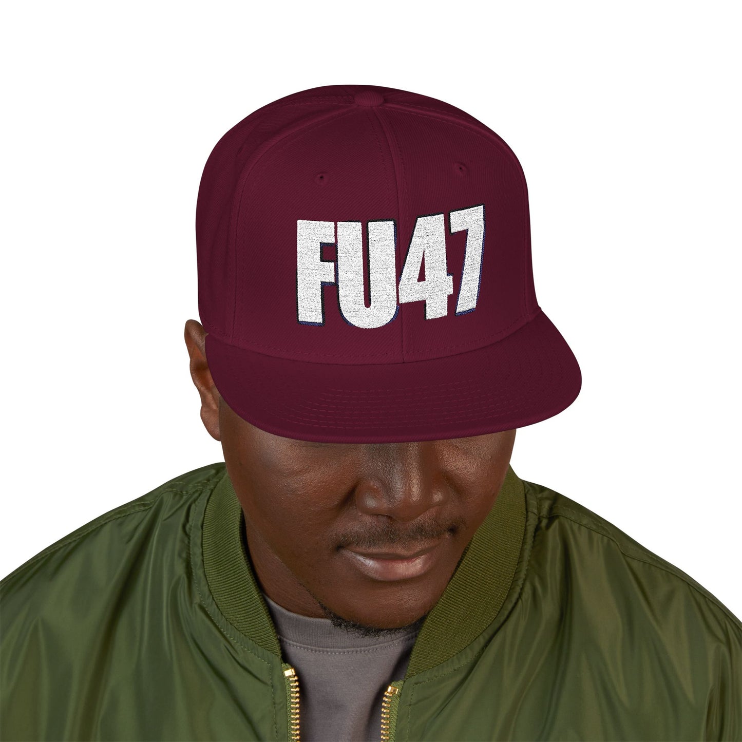 FU47 Snapback Cap, Trendy Embroidered Hat for Casual Style, Perfect for Gifting, Cool Streetwear Accessory, Unisex Cap