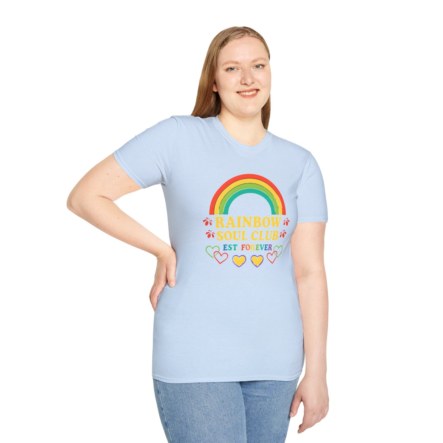 Rainbow Soul Club Pride T-Shirt, Retro Pride Tee, Cute Gift for Friends, LGBTQ+ Celebration Shirt, Summer Vibes Apparel, Casual Everyday