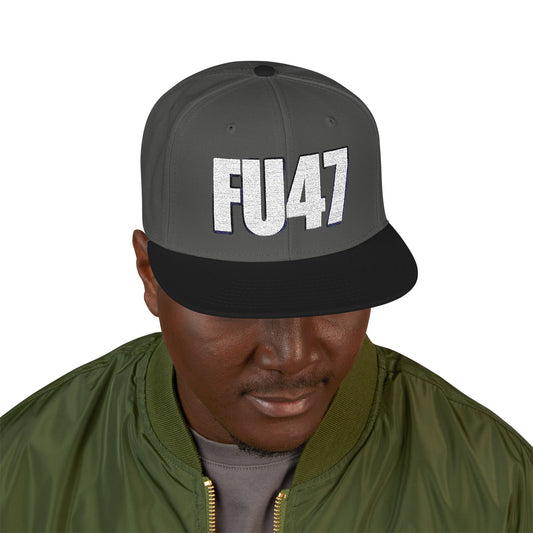 FU47 Snapback Cap, Trendy Embroidered Hat for Casual Style, Perfect for Gifting, Cool Streetwear Accessory, Unisex Cap