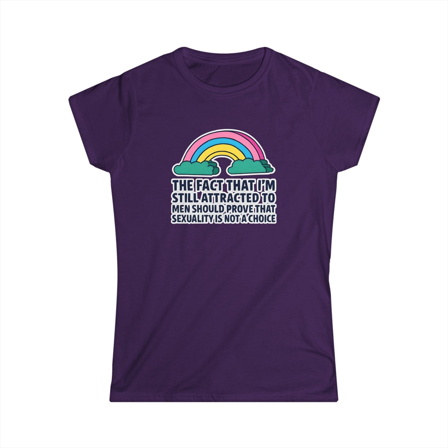 Still Attracted to Men Ladies Fit Tee, Feminist T-Shirt, LGBTQ+ Pride Apparel, Casual Statement Shirt, Gift for Allies
