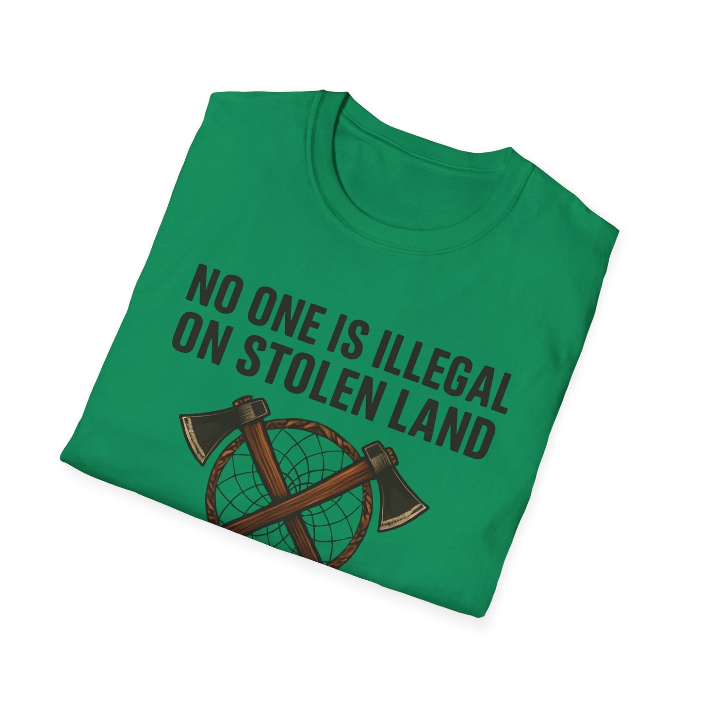 No One is illegal on Stolen Land t-shirt | Eco-Friendly Apparel, Casual Wear, Statement Tee, Social Justice Shirt, Gift Idea