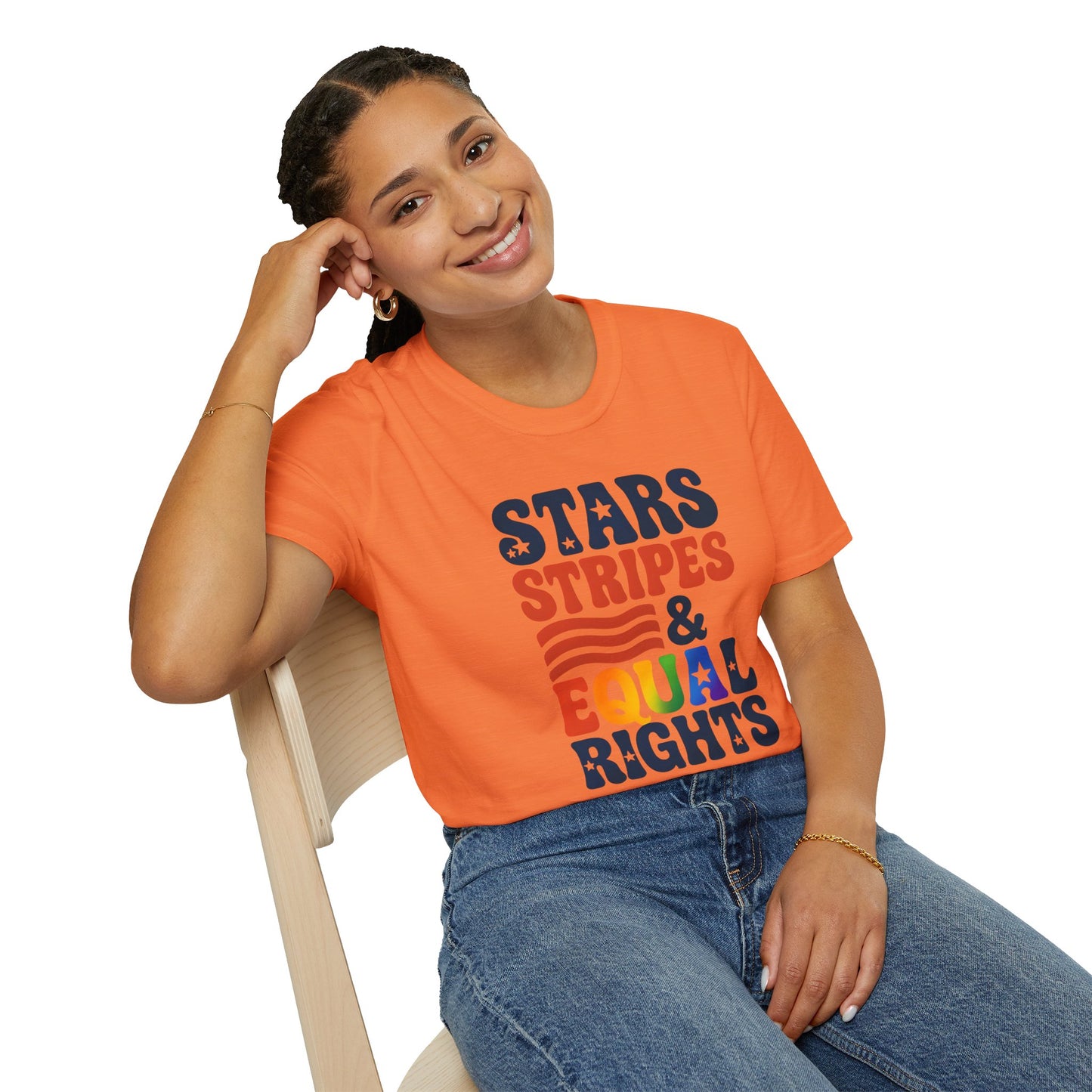 Stars Stripes and Equal Rights unisex tee, Casual protest Gift, LGBTQ tee, Unisex Softstyle Shirt,  Family Wear, gay rights