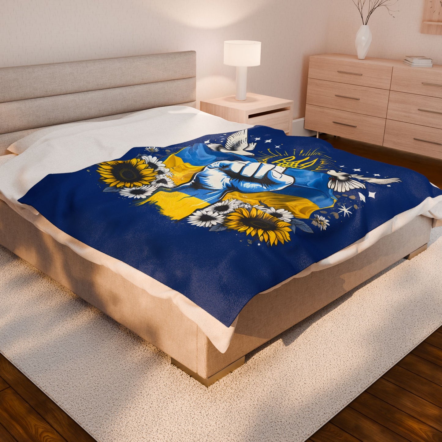 Ukrainian Pride Velveteen Plush Blanket, Cozy Throw for Home Decor, Gift for Independence Day, Comfort in Any Season, Soft Blanket, [...]