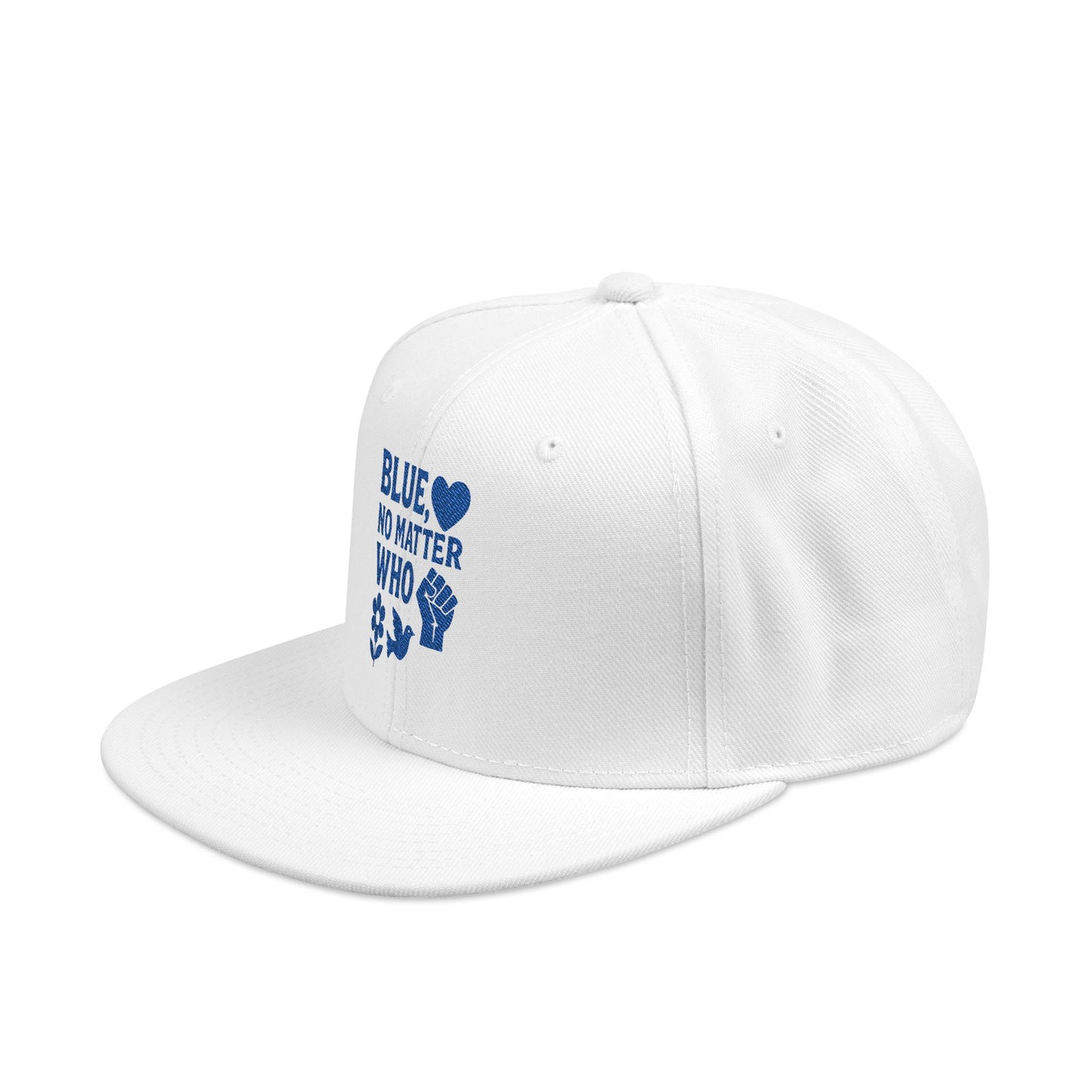 Blue, No Matter Who Cool Embroidered Snapback Hat for Trendsetters, Adjustable Cap, Gifts for Him, Streetwear Fashion, Summer Accessory, Casual Wear