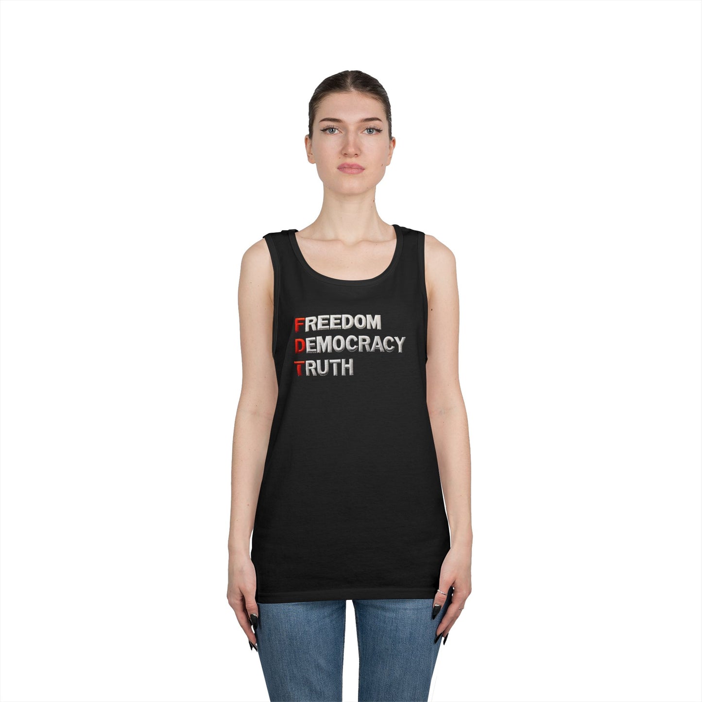 Freedom Democracy Truth FDT Unisex Heavy Cotton Tank Top - Freedom Democracy Truth Tee, Gift for Activists, Copyleft [...]