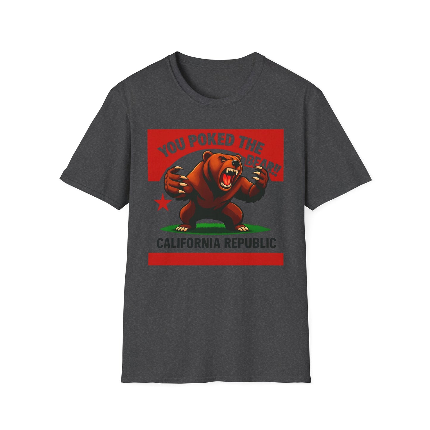 You Poked The Bear!! California Bear Graphic Tee, Unisex Softstyle T-Shirt, Cute Funny Shirt, Gift for Friends, California Pride Apparel