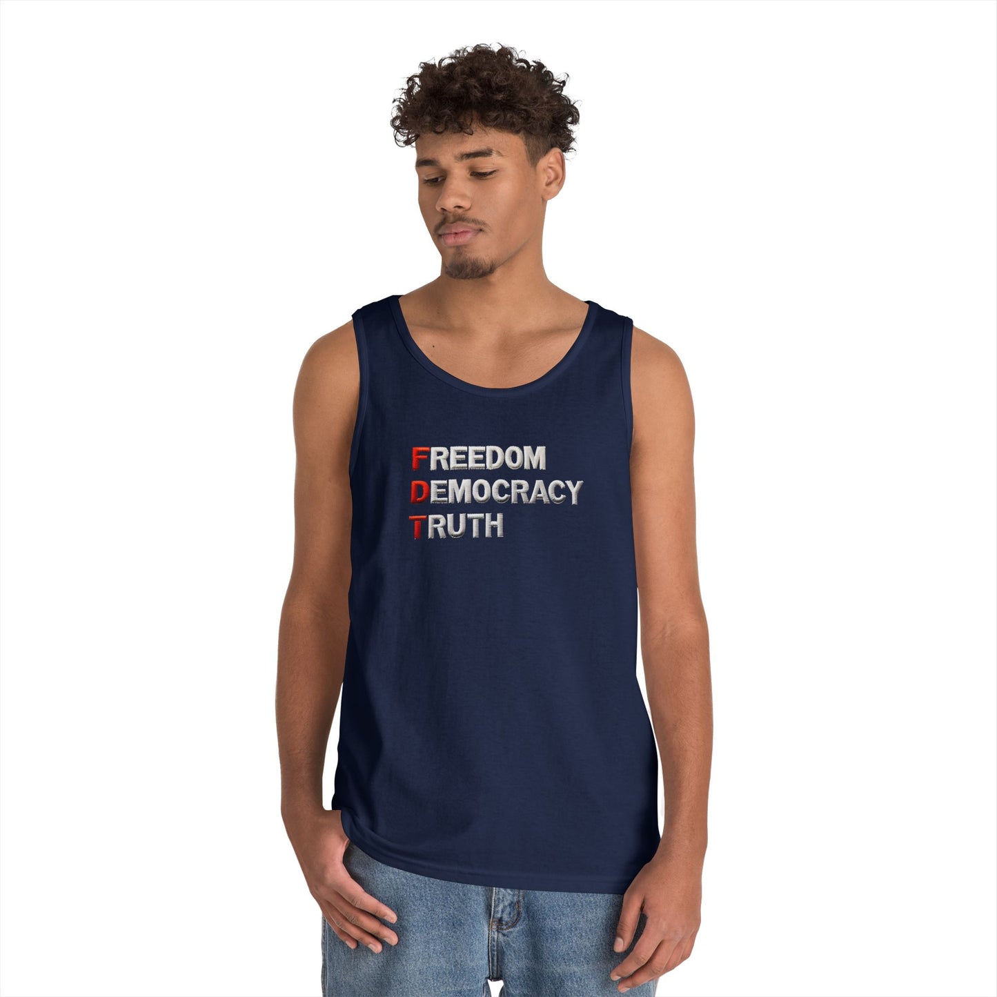 Freedom Democracy Truth FDT Unisex Heavy Cotton Tank Top - Freedom Democracy Truth Tee, Gift for Activists, Copyleft [...]