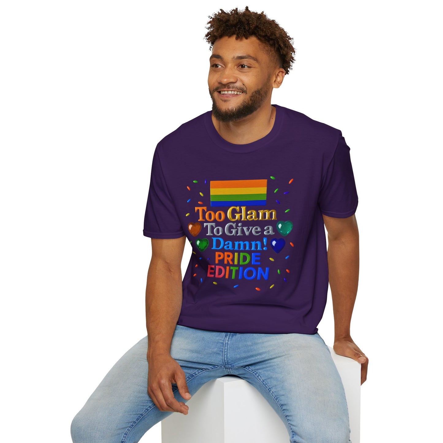 Pride Edition T-Shirt, Too Glam To Give a Damn Shirt, LGBTQ+ Pride Apparel, Unisex Tee for Pride Month, Colorful Casual Wear