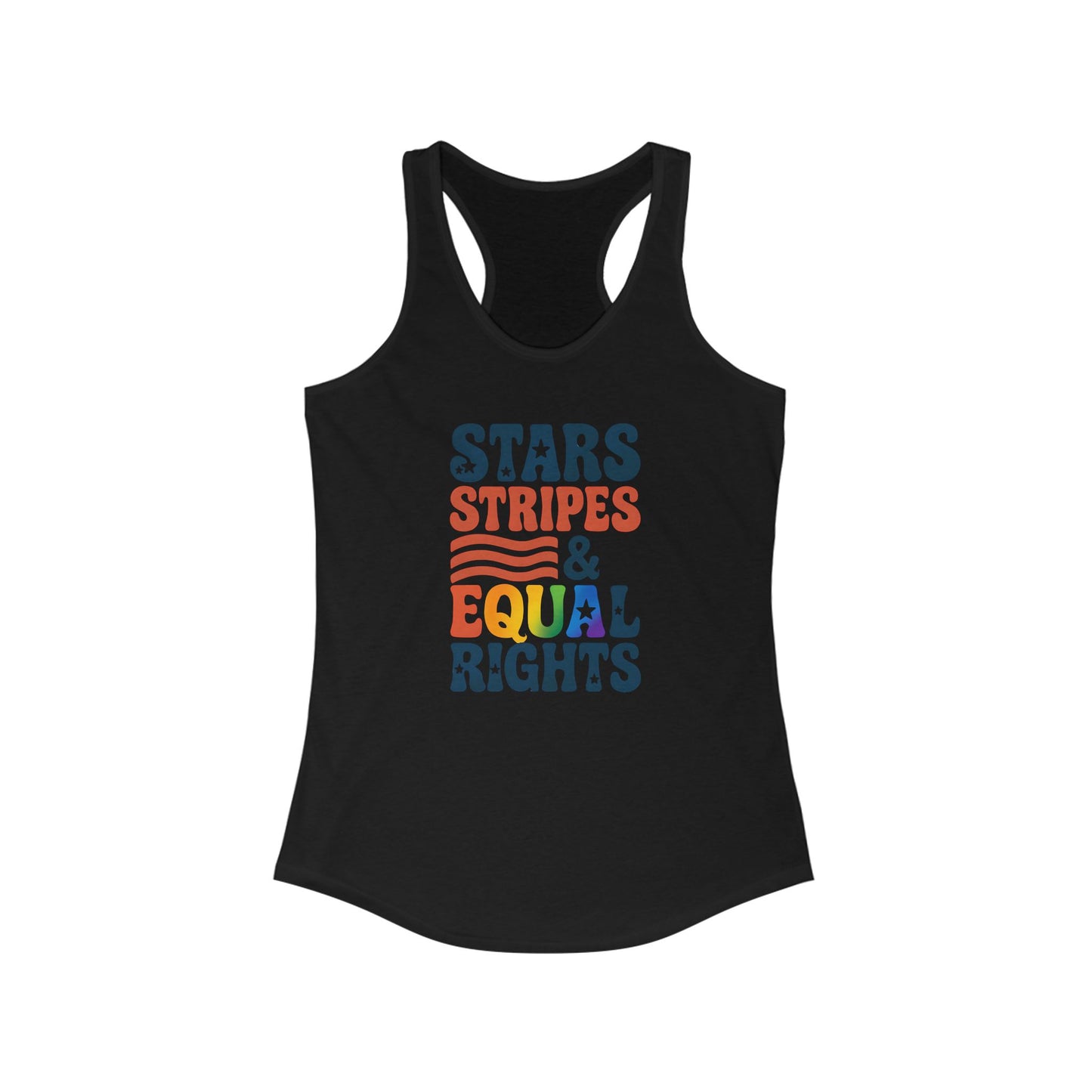 Stars, Stripes & Equal Rights Racerback Tank - Women's Patriotic Activewear, LGBTQ+ Pride Top, Summer Essential, 4th of July Tee, [...]