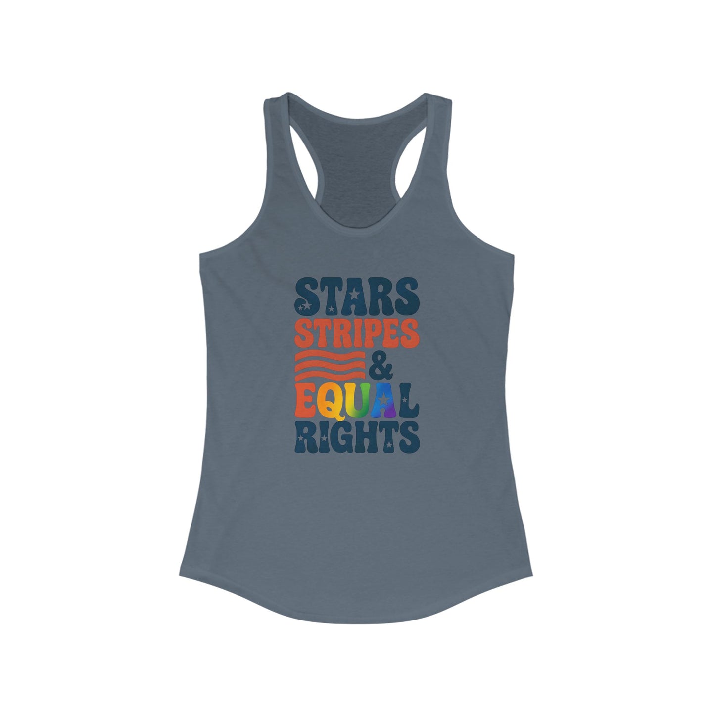 Stars, Stripes & Equal Rights Racerback Tank - Women's Patriotic Activewear, LGBTQ+ Pride Top, Summer Essential, 4th of July Tee, [...]
