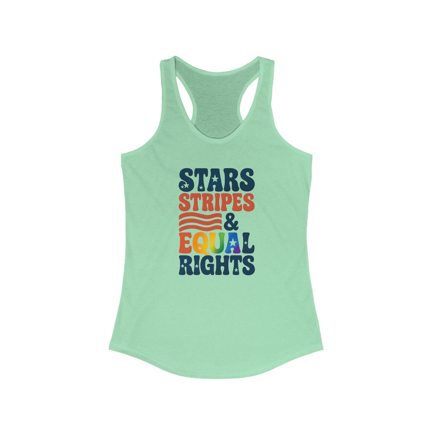 Stars, Stripes & Equal Rights Racerback Tank - Women's Patriotic Activewear, LGBTQ+ Pride Top, Summer Essential, 4th of July Tee, [...]