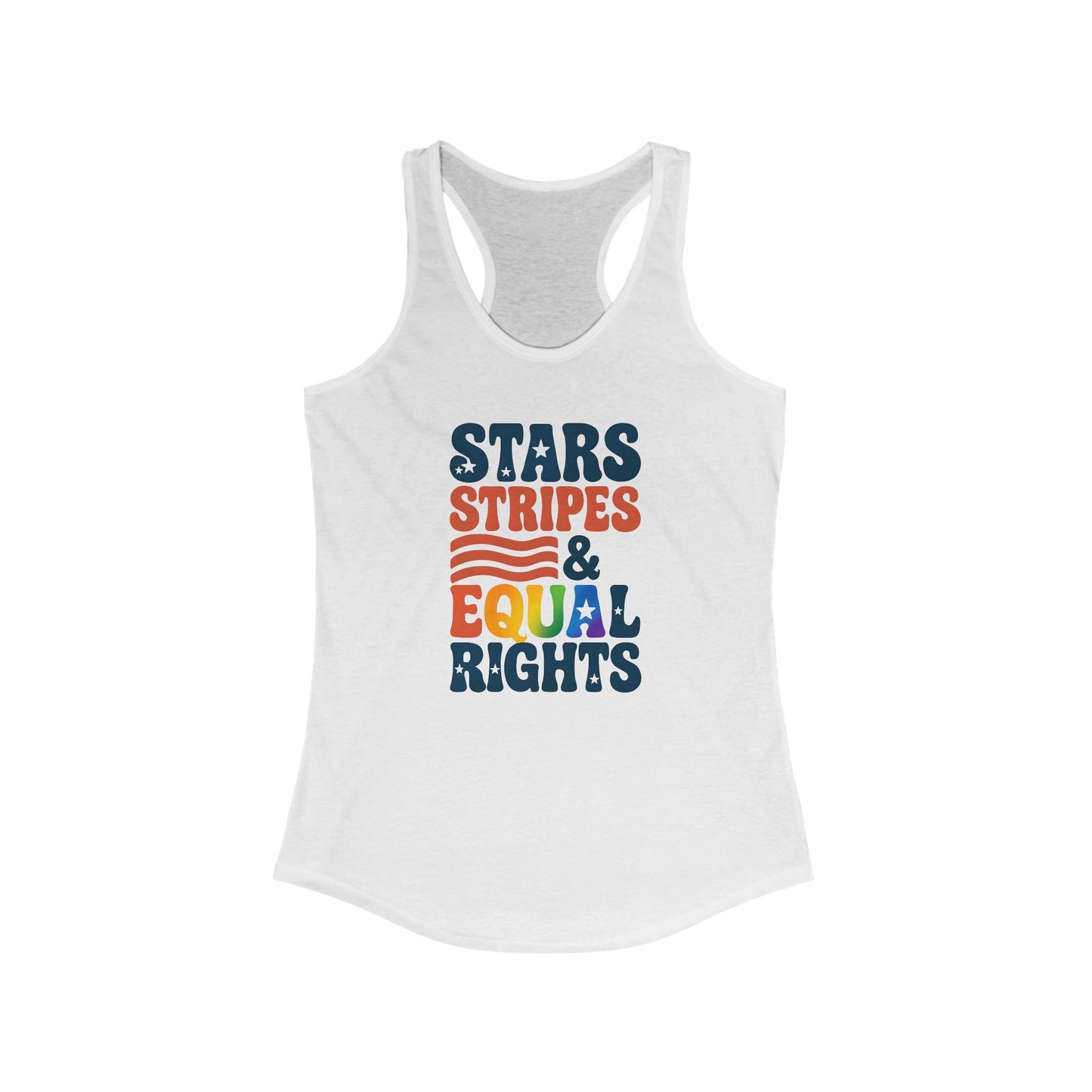 Stars, Stripes & Equal Rights Racerback Tank - Women's Patriotic Activewear, LGBTQ+ Pride Top, Summer Essential, 4th of July Tee, [...]