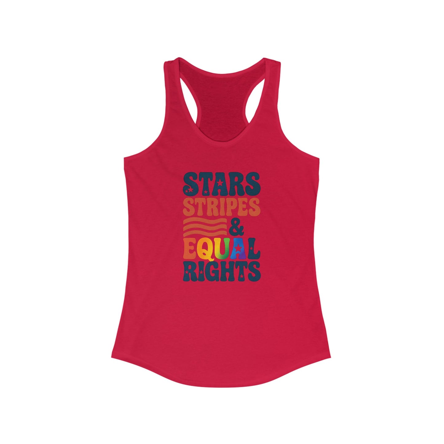 Stars, Stripes & Equal Rights Racerback Tank - Women's Patriotic Activewear, LGBTQ+ Pride Top, Summer Essential, 4th of July Tee, [...]