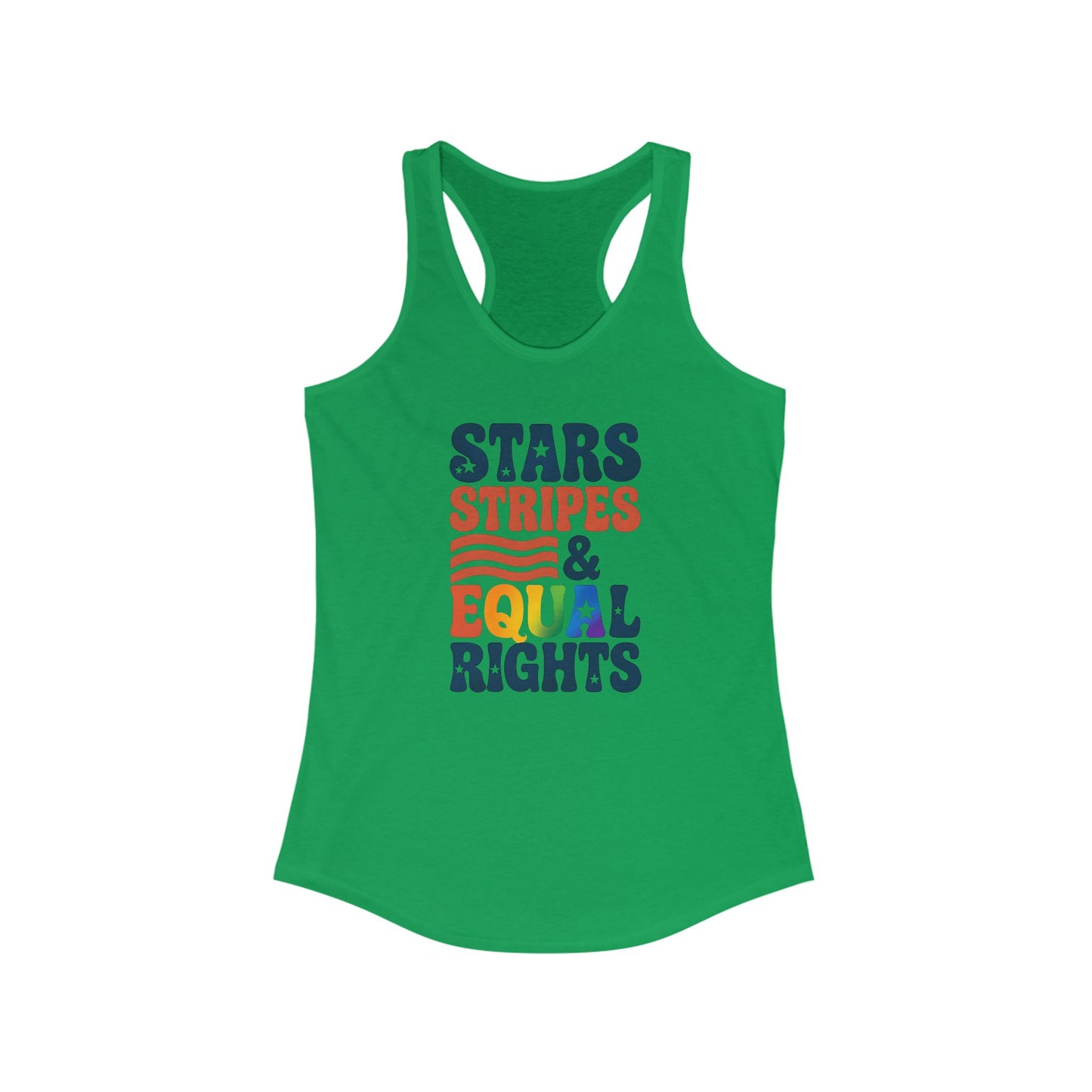 Stars, Stripes & Equal Rights Racerback Tank - Women's Patriotic Activewear, LGBTQ+ Pride Top, Summer Essential, 4th of July Tee, [...]