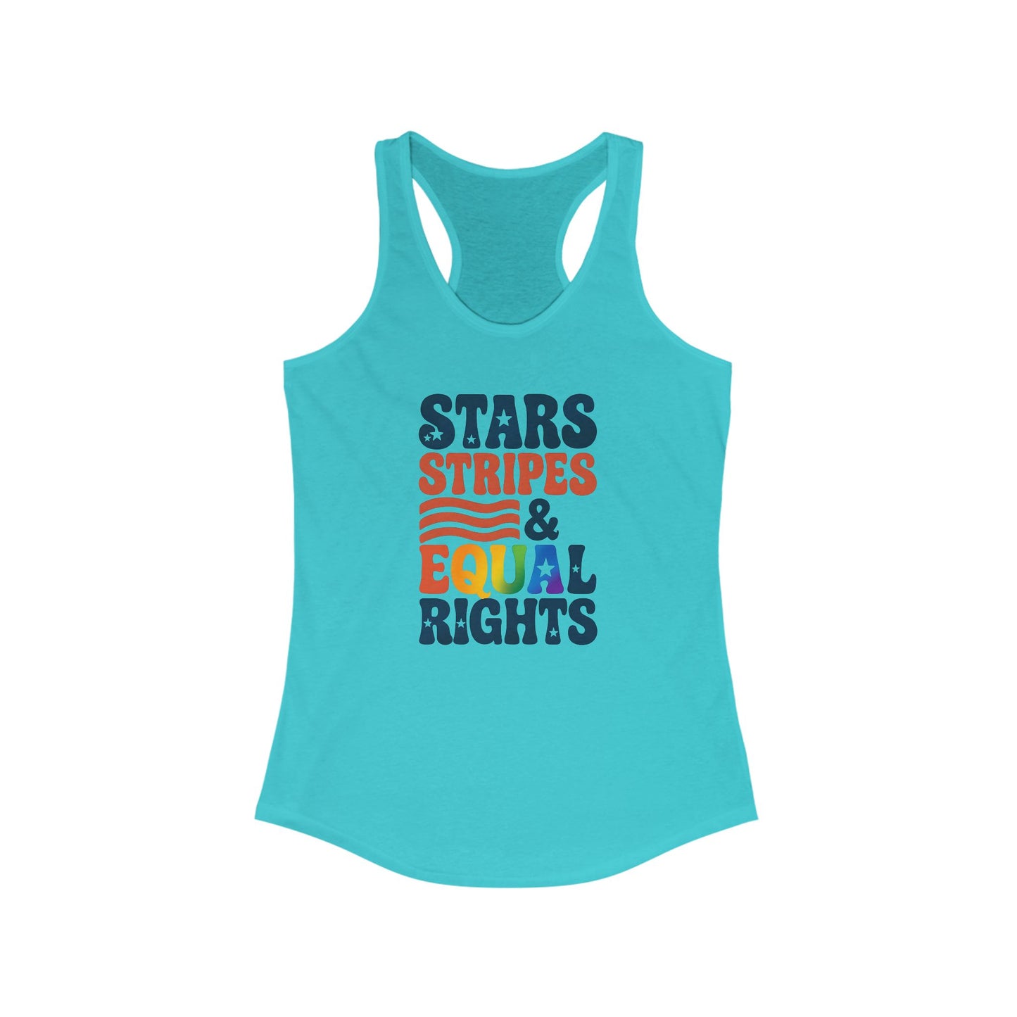 Stars, Stripes & Equal Rights Racerback Tank - Women's Patriotic Activewear, LGBTQ+ Pride Top, Summer Essential, 4th of July Tee, [...]